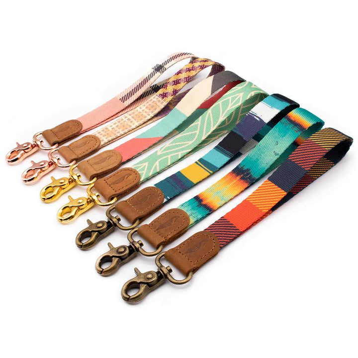Colorful wrist lanyards angle blue yellow navy pink orange gray color varieties