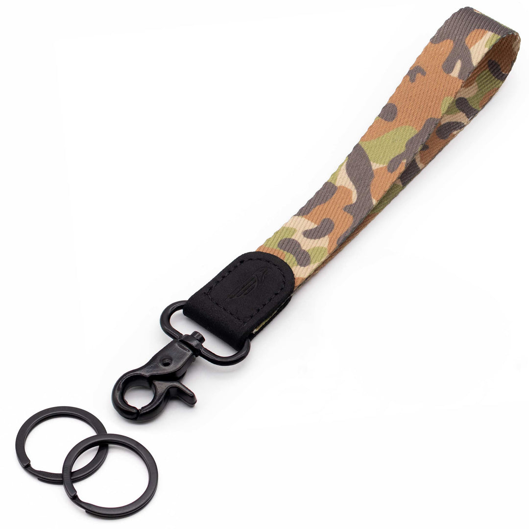 wrist lanyard camouflage pattern with 2 black key rings