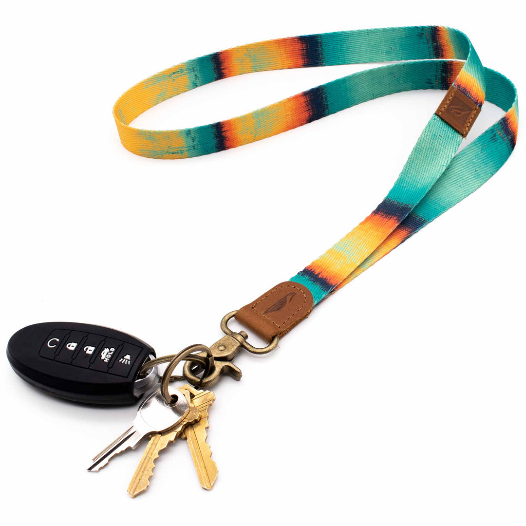Multi color neck lanyard mint blue orange colors with keys and car key