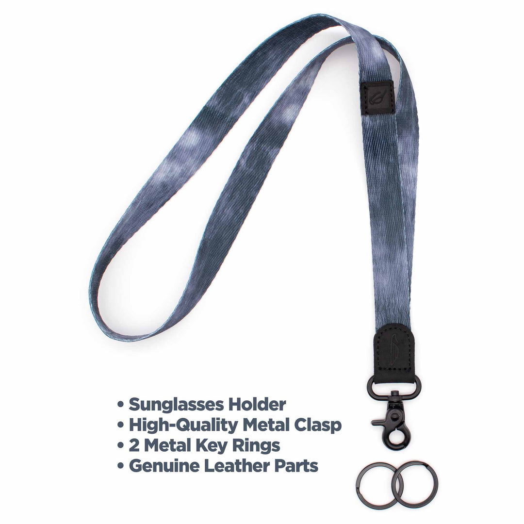 navy color neck Lanyard with metal keychain and 2 key rings
