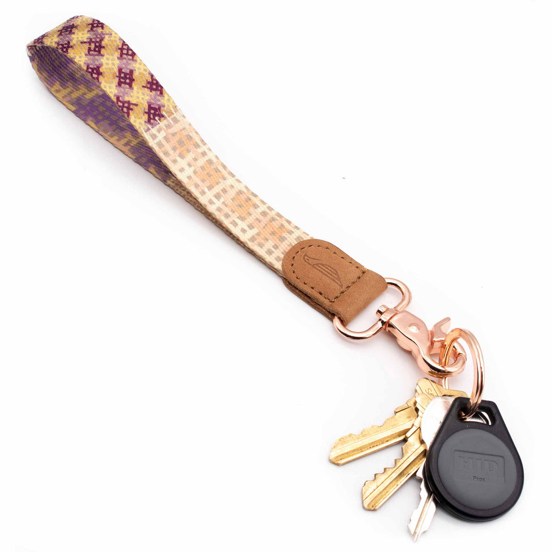 Multi color hand wrist lanyard pink violet cream purple colors with keys and car key