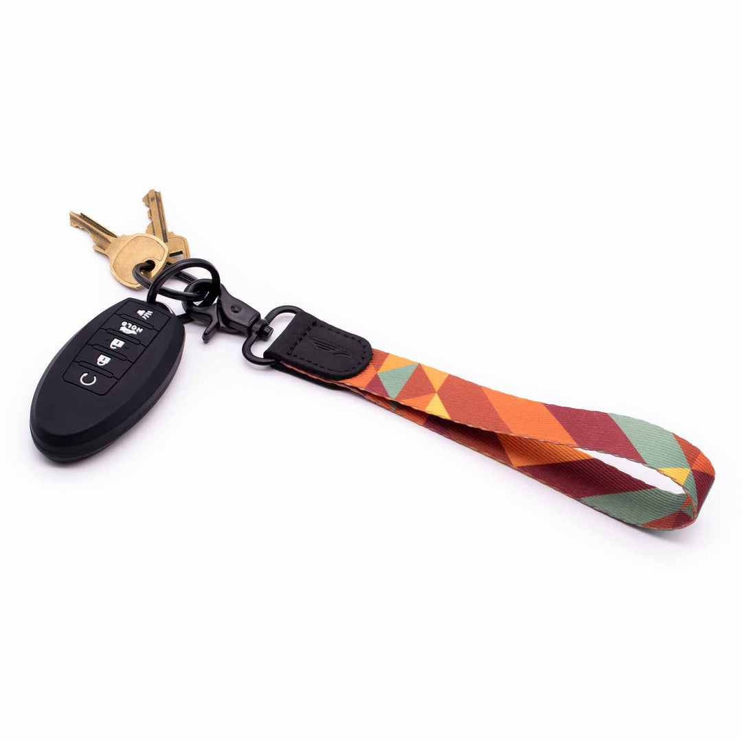 Multi color hand wrist lanyard with retro pattern with keys and car key