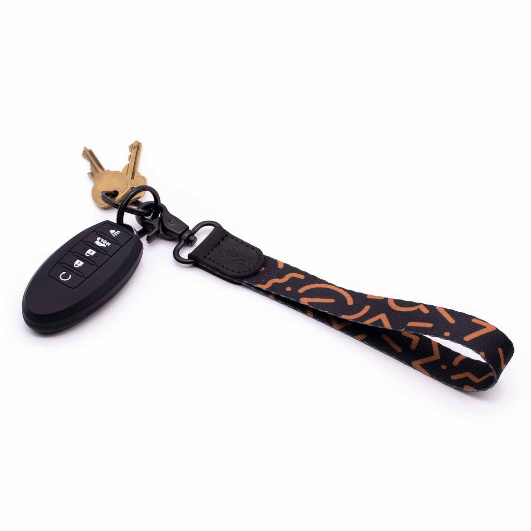 black brown hand wrist lanyard with keys and car key