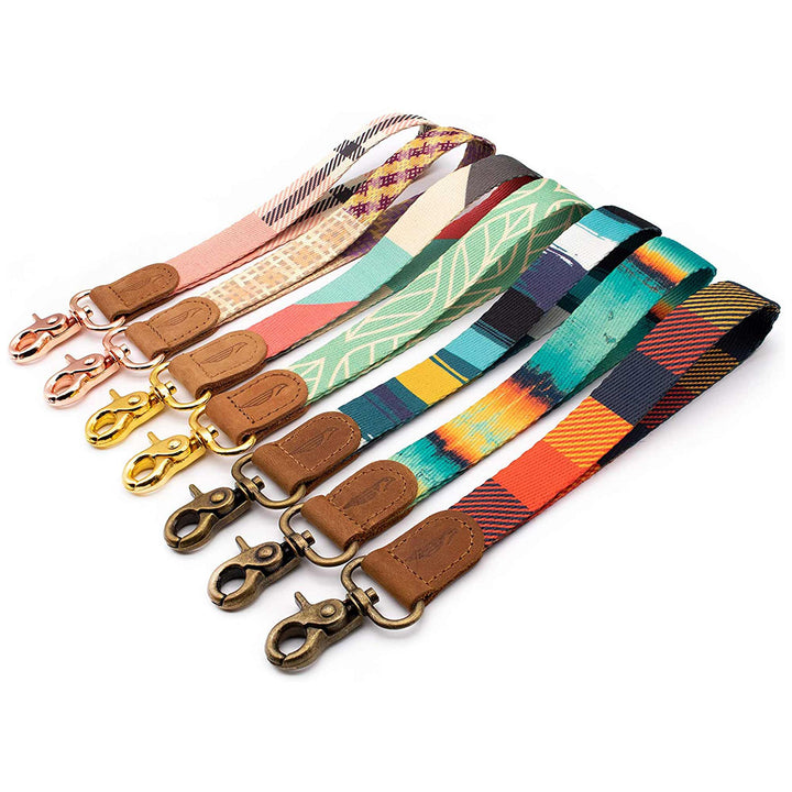 Colorful wrist lanyards angle blue yellow navy pink orange gray color varieties